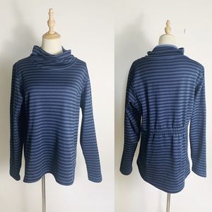 COLUMBIA Blue/Black Striped High Neck Sweatshirt
